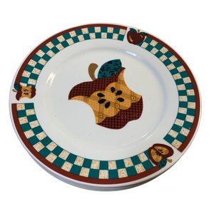 Tabletops Unlimited A is For Apple Salad Plate 7.5 in Diameter Green Gingham